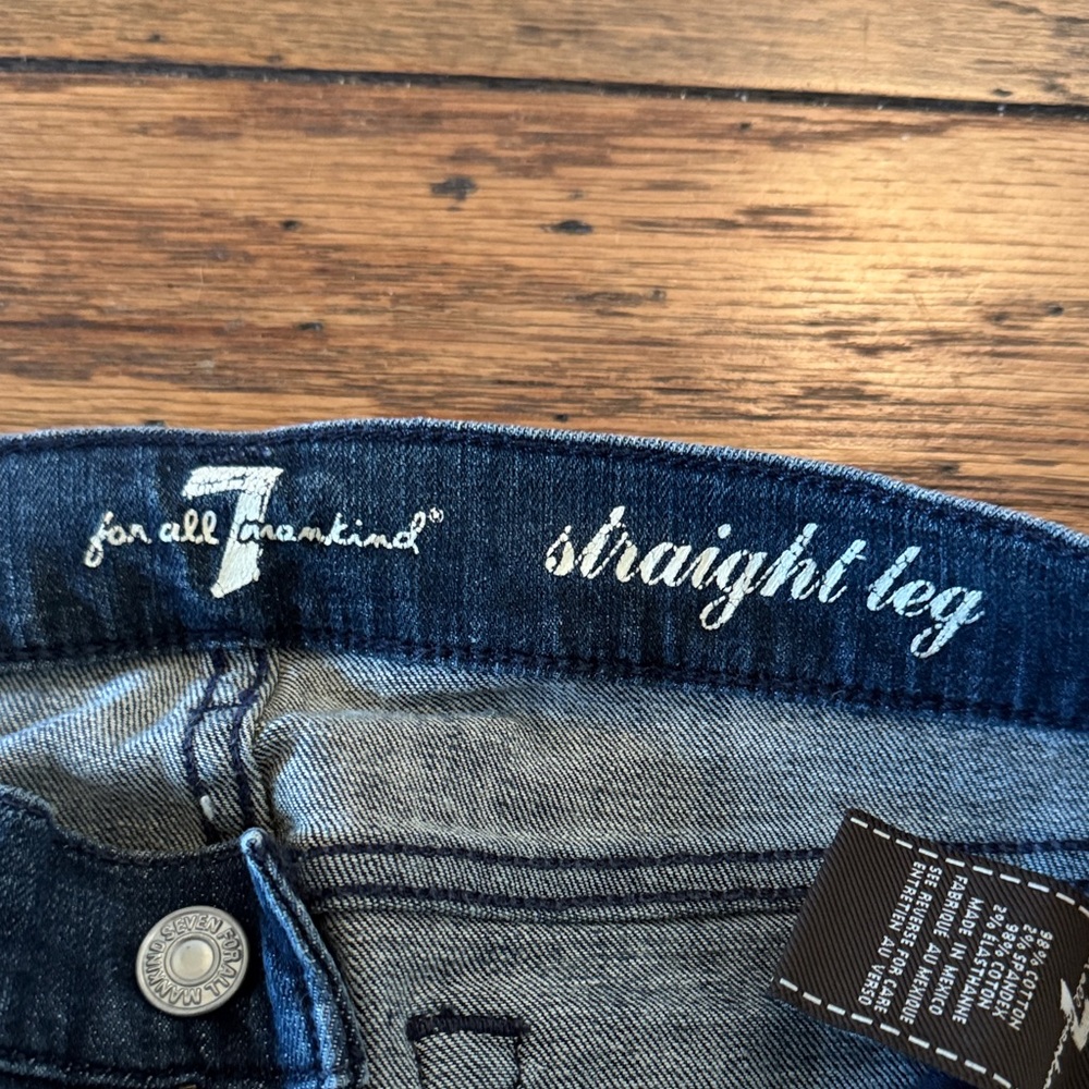 7 For All Mankind Dark Blue Straight leg Jeans - Picture 2 of 7